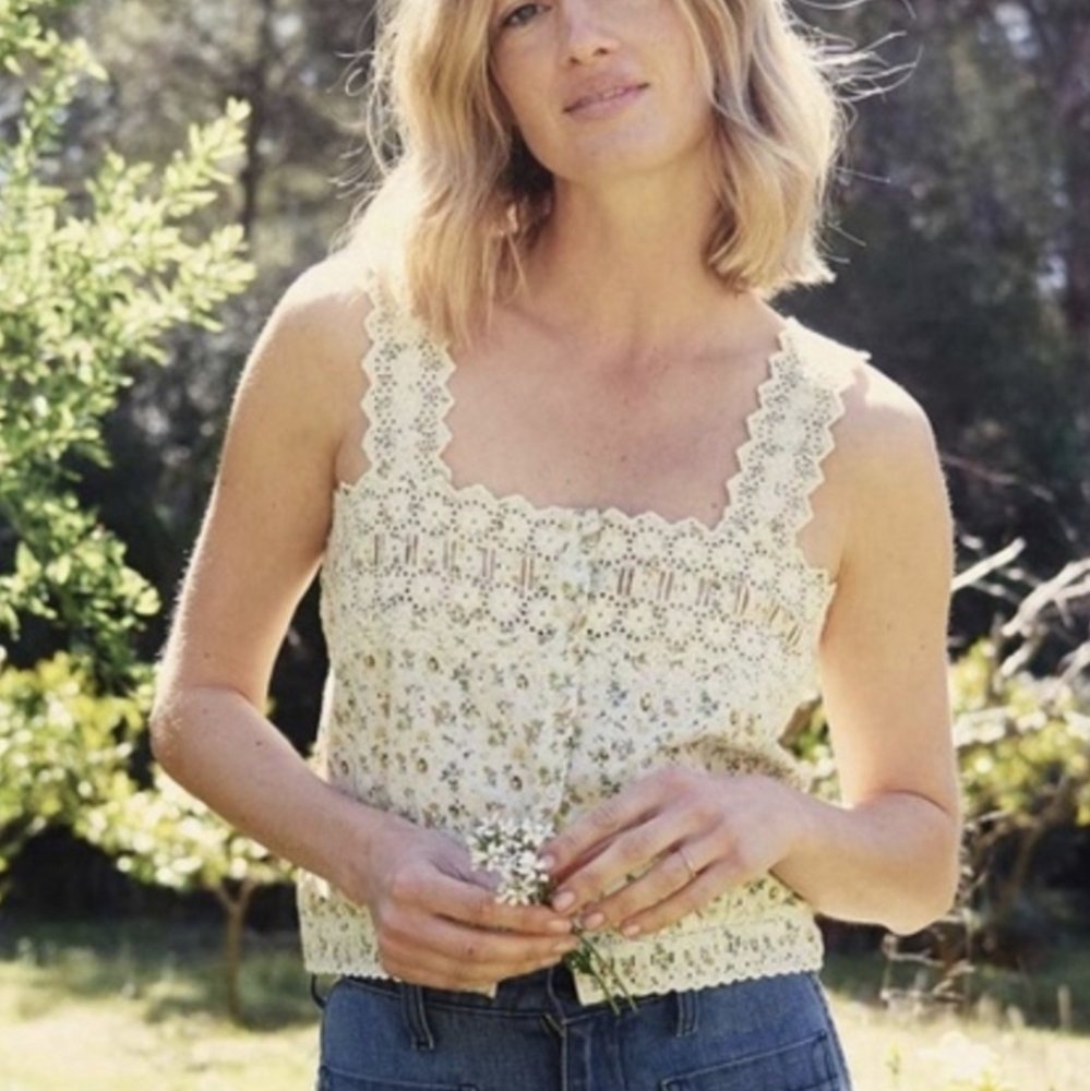 DÔEN Estelle top moss papillon floral size M